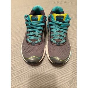 Brooks Ghost 9 Running Shoes Womens 8 Gray Teal Lime Green 1202251B151